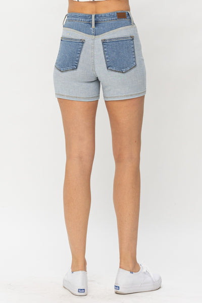 Online Exclusive | Judy Blue Color Block Denim Shorts