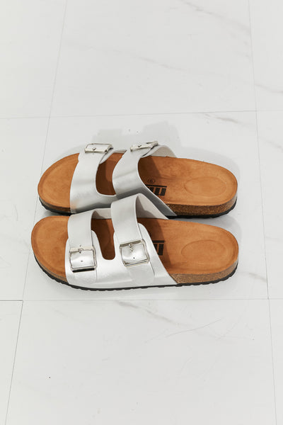 Best Life Double Buckle Silver Slides