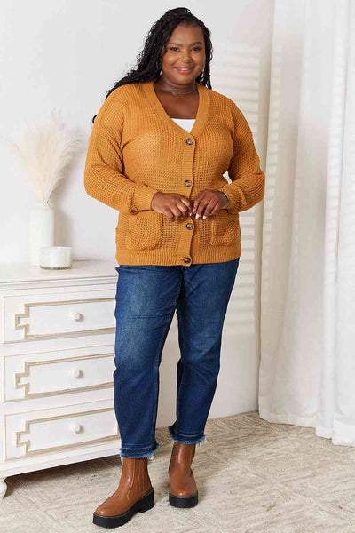 Waffle Knit Pocket Cardigan