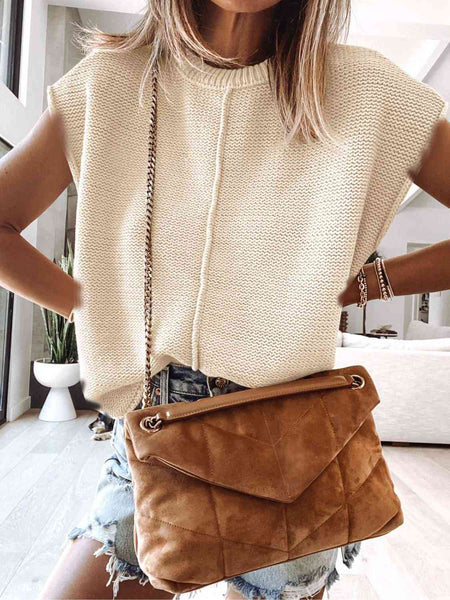 Cap Sleeve Sweater Vest [4 Colors]