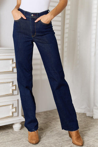 Judy Blue Raw Hem Classic Straight Leg Jeans