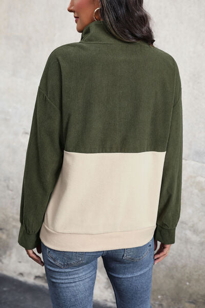 Color Block Ribbed Pullover