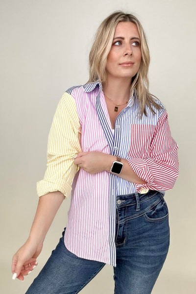 You Proof Striped Button Down Top [2 Colors]