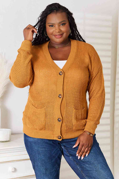 Waffle Knit Pocket Cardigan
