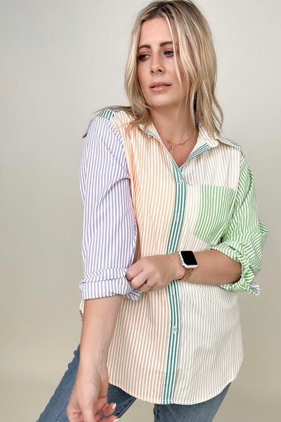You Proof Striped Button Down Top [2 Colors]