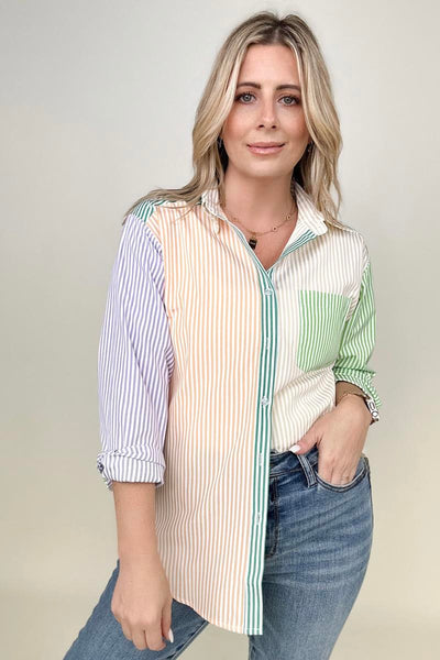 You Proof Striped Button Down Top [2 Colors]