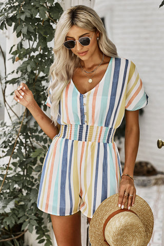 Fashionably Late Striped Romper