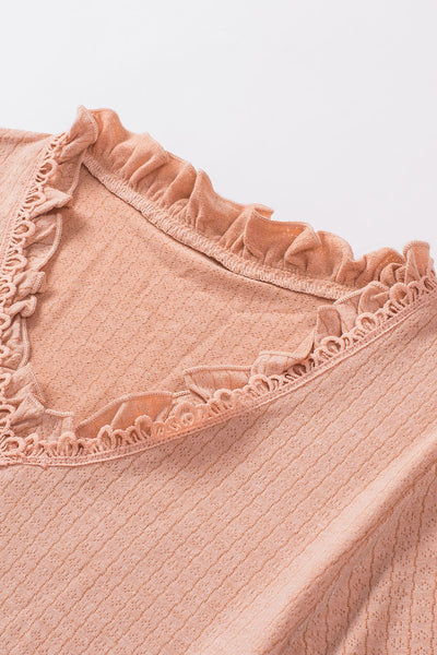 Sunset Vibes Textured V-Neck Top