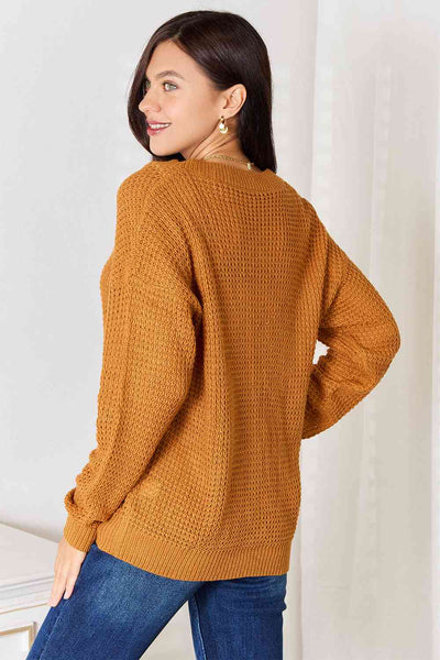 Waffle Knit Pocket Cardigan