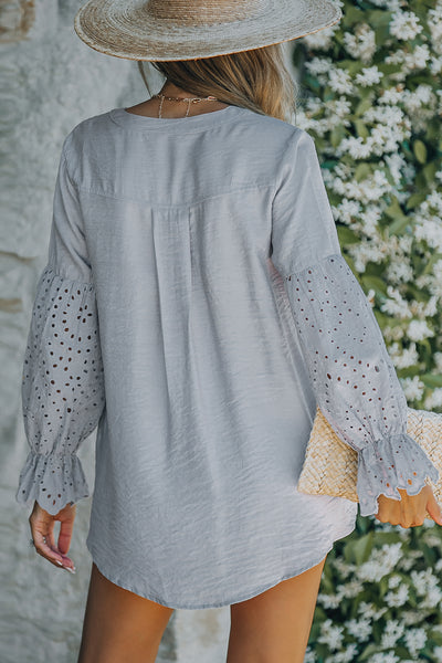 Eyelet Flounce Sleeve Blouse {3 Colors}