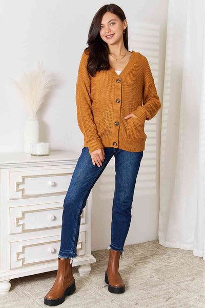 Waffle Knit Pocket Cardigan