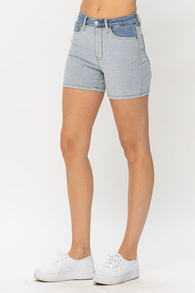Online Exclusive | Judy Blue Color Block Denim Shorts