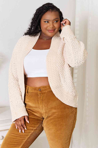 Open Front Popcorn Cardi [S-2XL]
