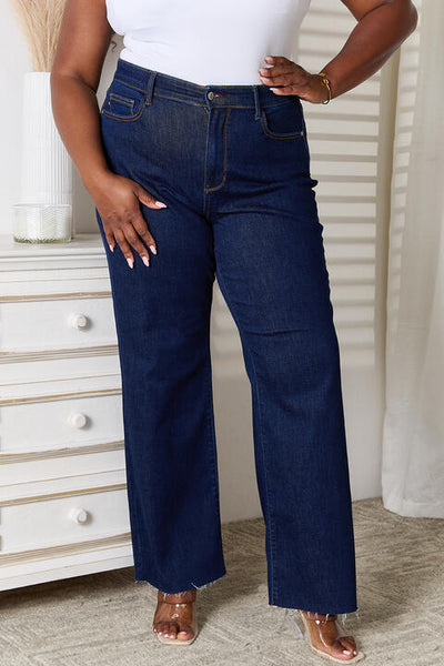 Judy Blue Raw Hem Classic Straight Leg Jeans