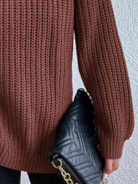 Chunky Turtleneck Slit Sweater [4 Colors]