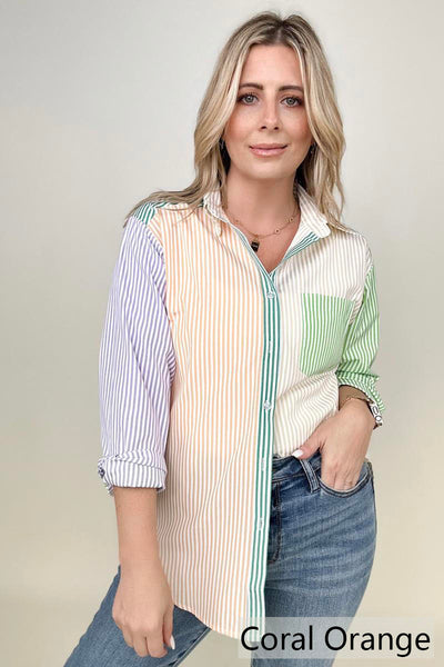 You Proof Striped Button Down Top [2 Colors]