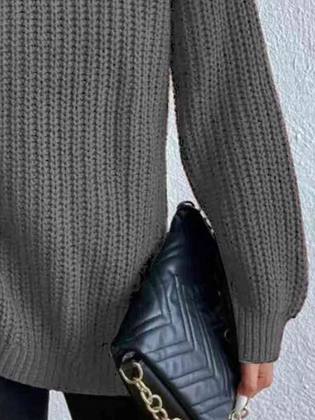 Chunky Turtleneck Slit Sweater [4 Colors]