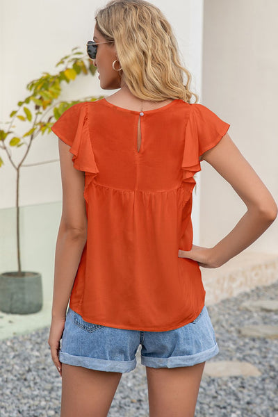 Embroidered Flutter Sleeve Top {2 Colors}