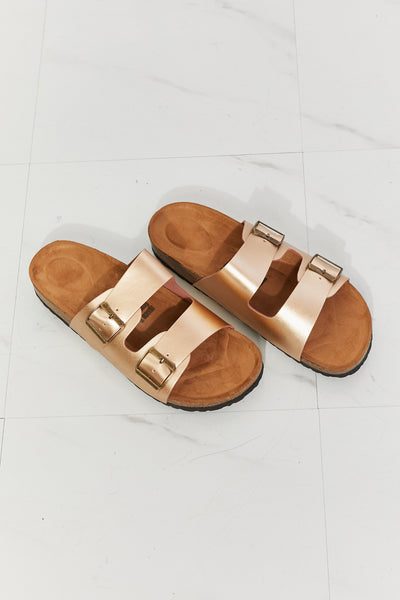 Best Life Double Buckle Gold Slide Sandals