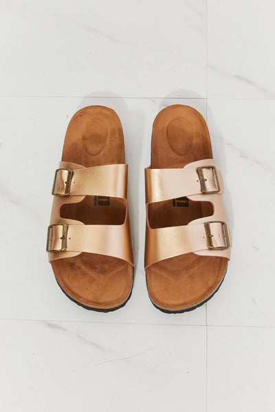 Best Life Double Buckle Gold Slide Sandals