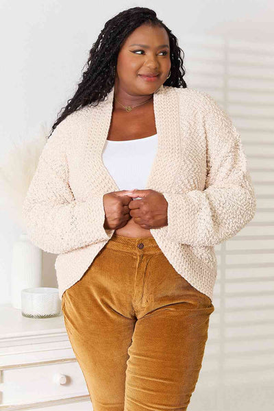 Open Front Popcorn Cardi [S-2XL]
