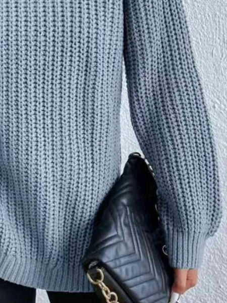 Chunky Turtleneck Slit Sweater [4 Colors]