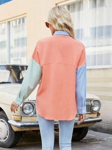 Color Block Button Up Shirt [4 Colors]