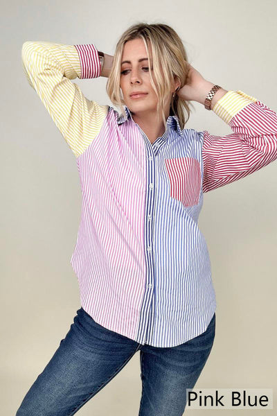 You Proof Striped Button Down Top [2 Colors]