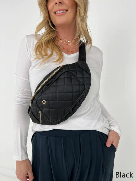 The Amber Bag: Rhombus Pattern Belt Bag 2 Colors