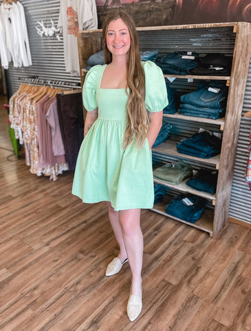 Green Apple Denim Dress