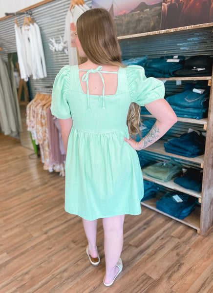 Green Apple Denim Dress