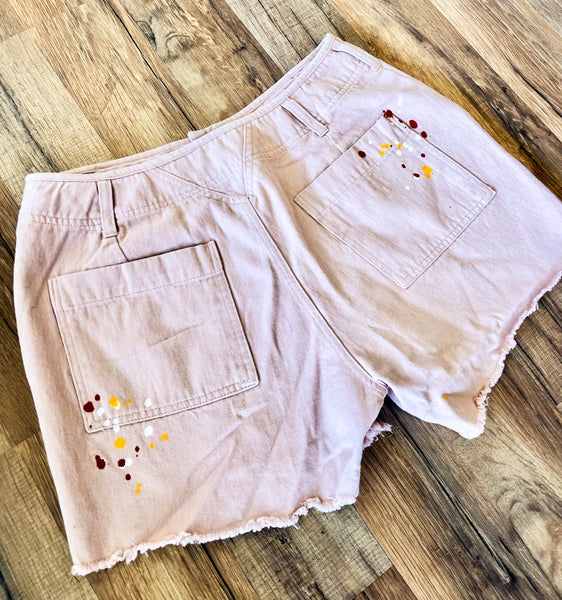 Splatter Paint Mauve Shorts